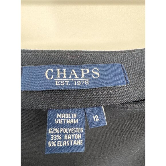 Chaps Womens Black Midi a line Skirt Size 12 A-Line lined career - Picture 2 of 3